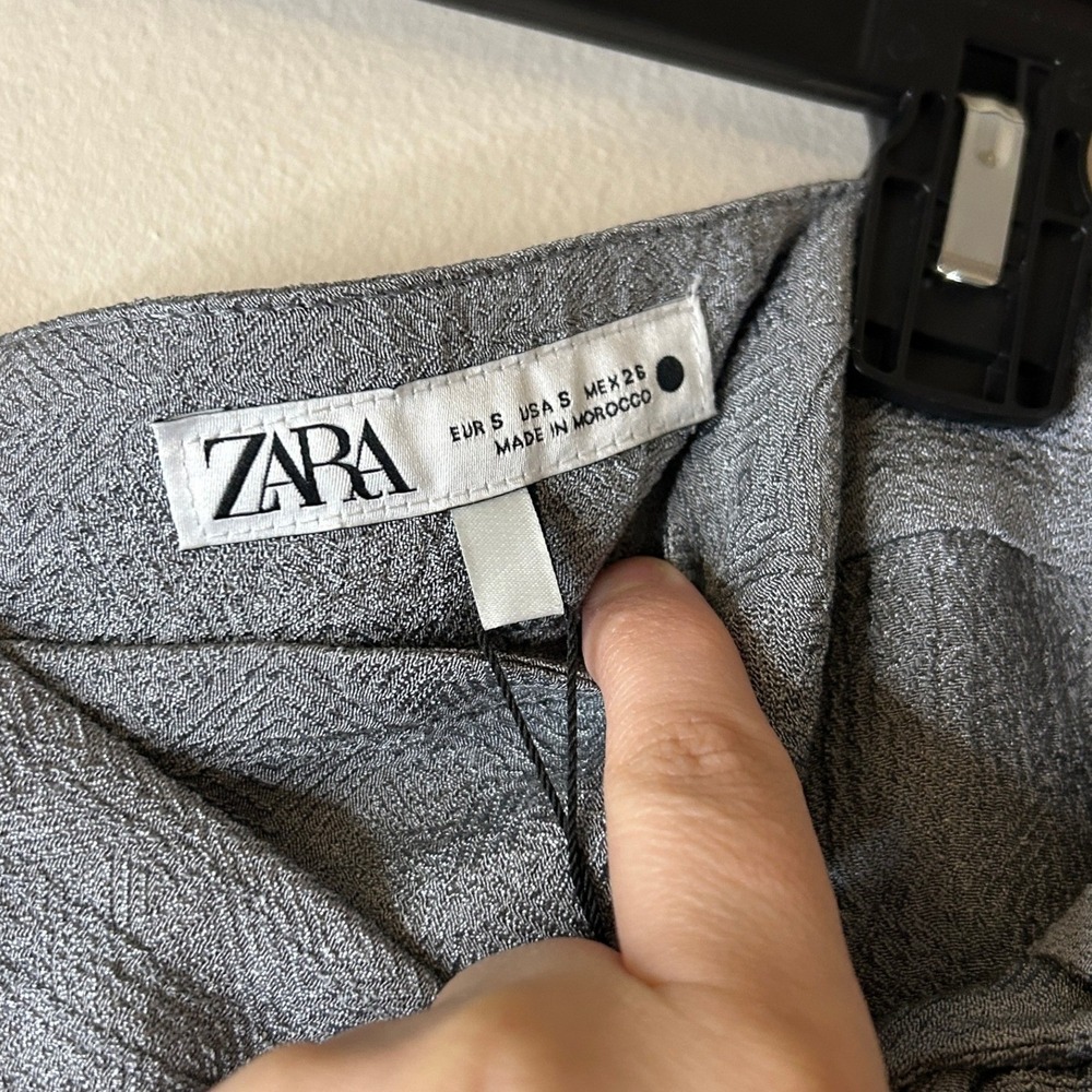 ZARA Gray Wrap Linen Blend Palazzo Pants Size S - Picture 4 of 11